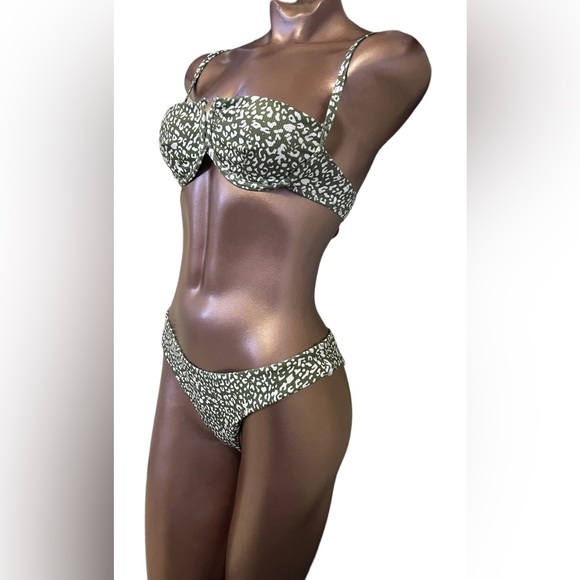 Nwot Green Leopard 3pc Bikini Set - Picture 9 of 9
